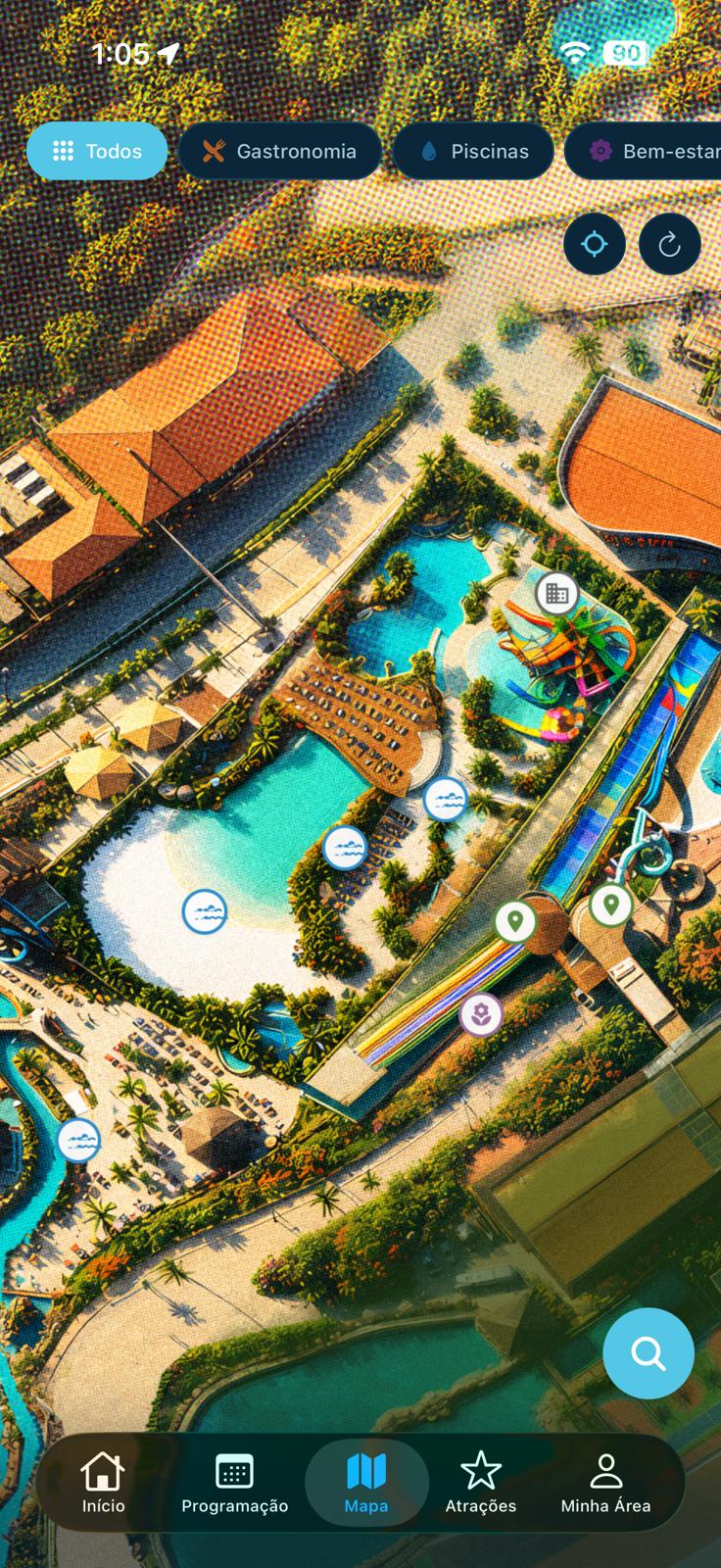 Mapa do parque no aplicativo